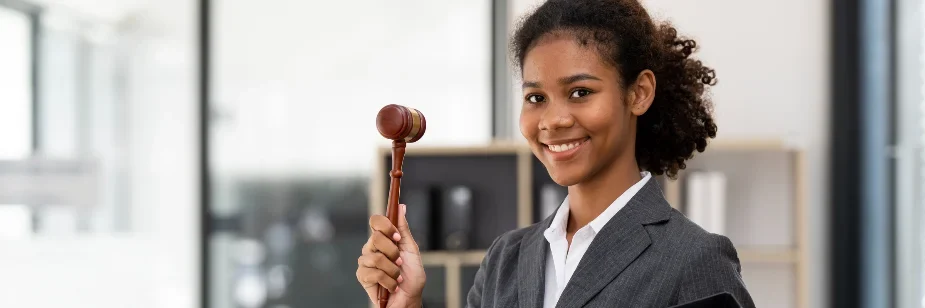 Estudante de Direito sorri para a câmera